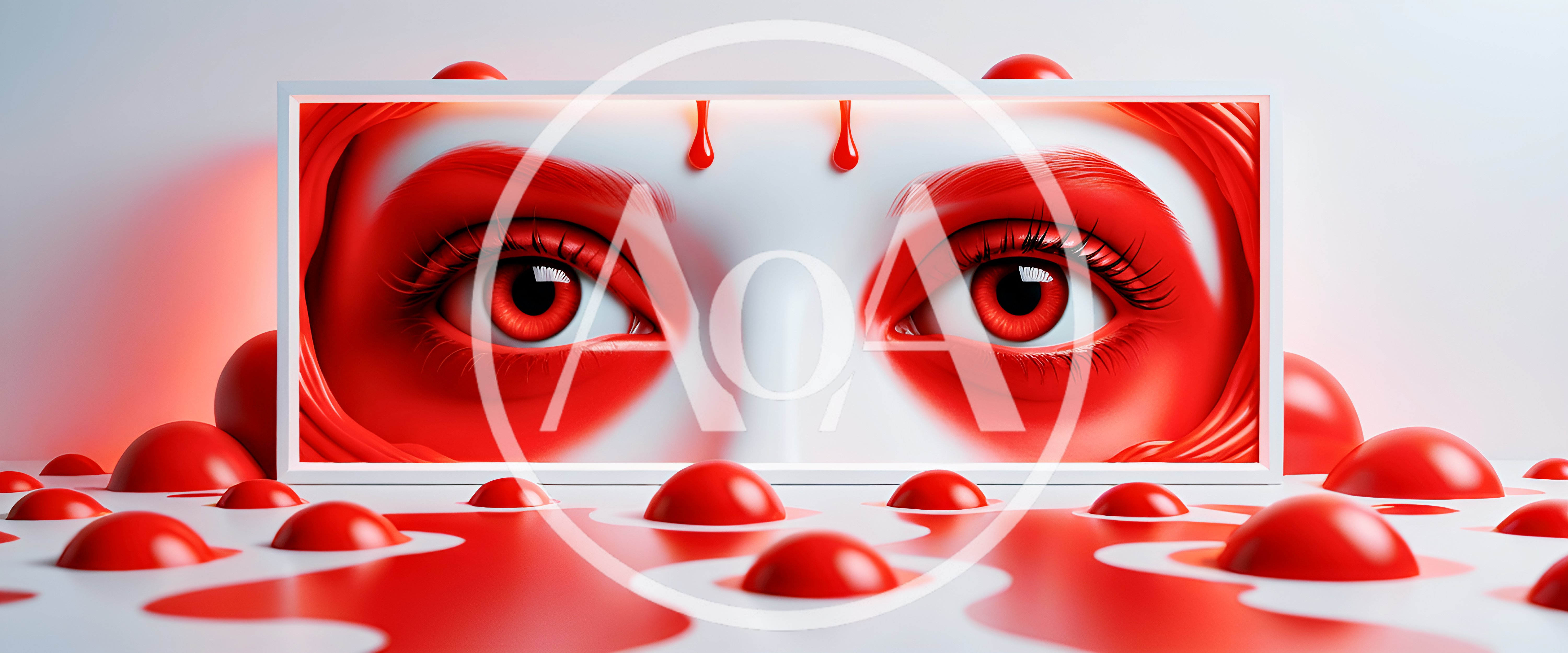 Surreal Artistic Portrait Featuring Intense Red Eyes