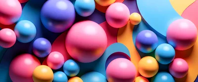 Abstract 3D Spheres With Colorful Fluid Background