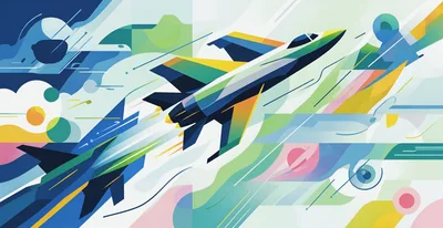 Abstract Geometric Illustration Of Two Fighter Jets