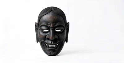 Traditional Japanese Noh Theater Wooden Mask