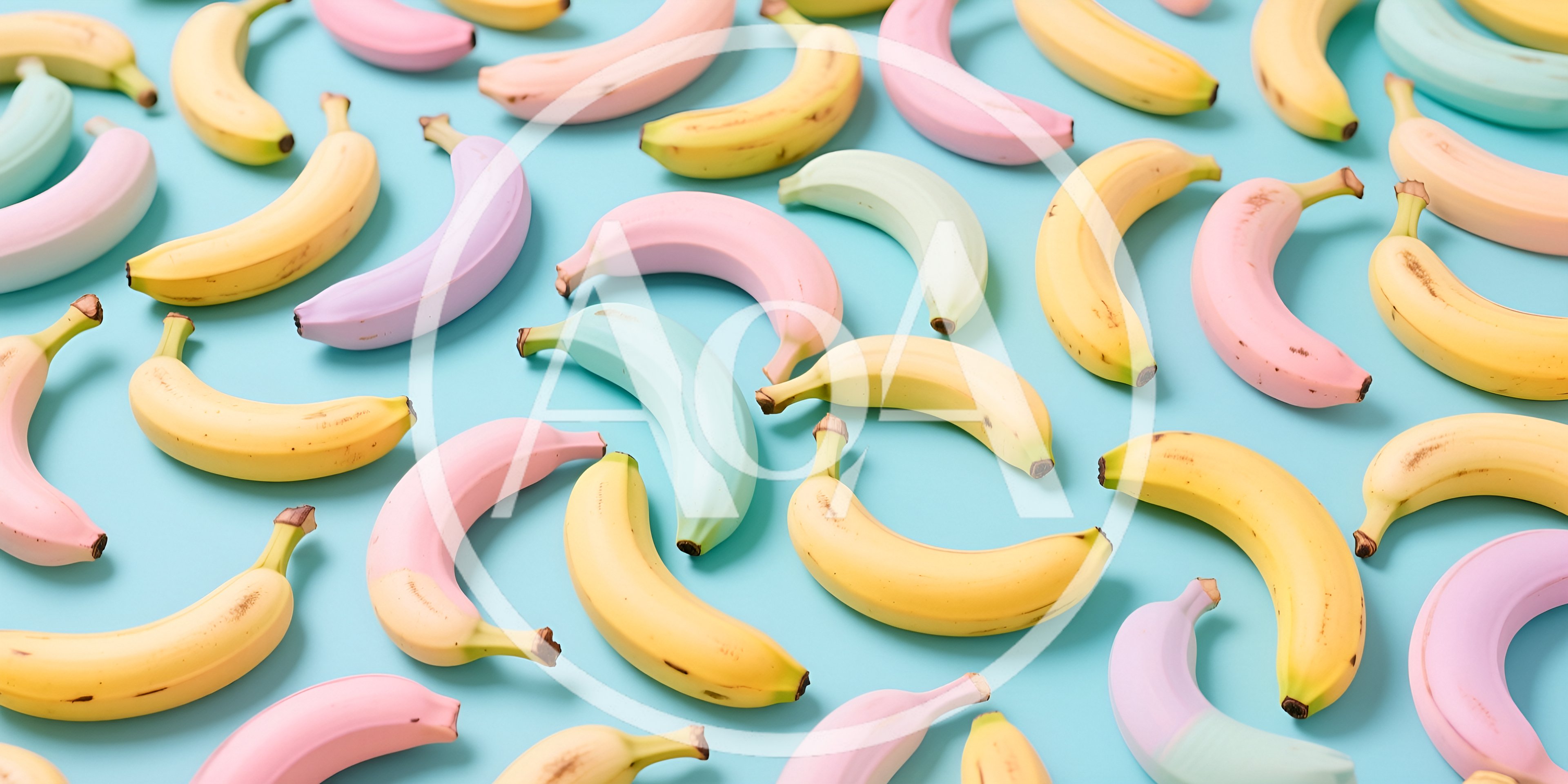 Pastel Colored Bananas Pattern on Blue Background