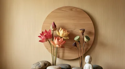Zen Still Life With Lotus Flowers And Buddha Statue