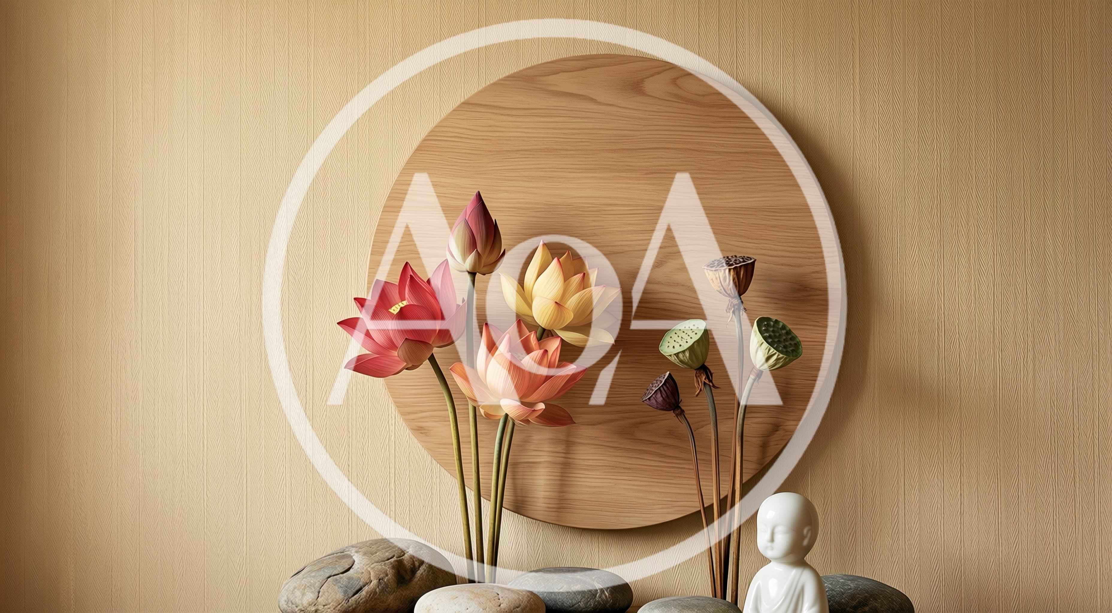 Zen Still Life With Lotus Flowers And Buddha Statue