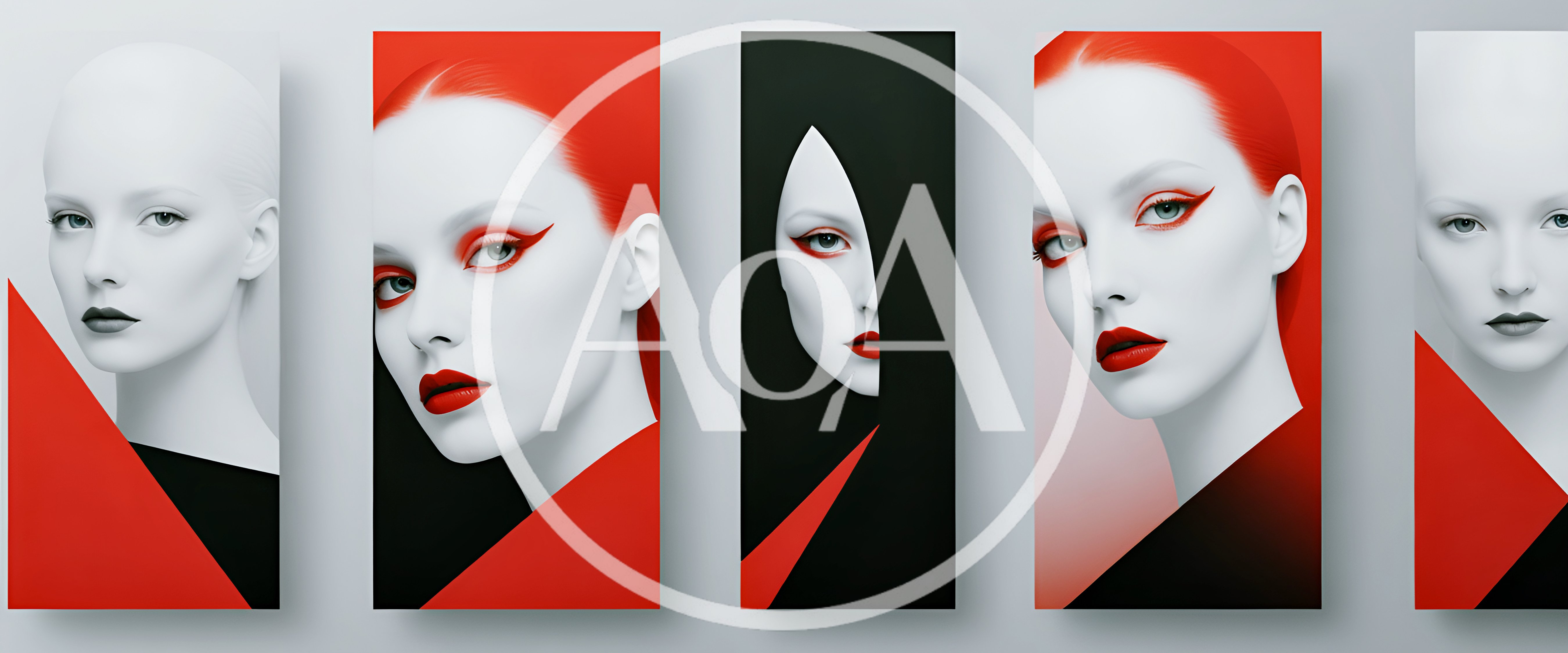 Abstract Fashion Portraits With Red And Black Accents