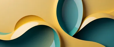 Abstract 3D Background With Flowing Yellow And Teal Curves