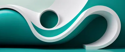 Abstract Teal And White Curved Architectural Forms