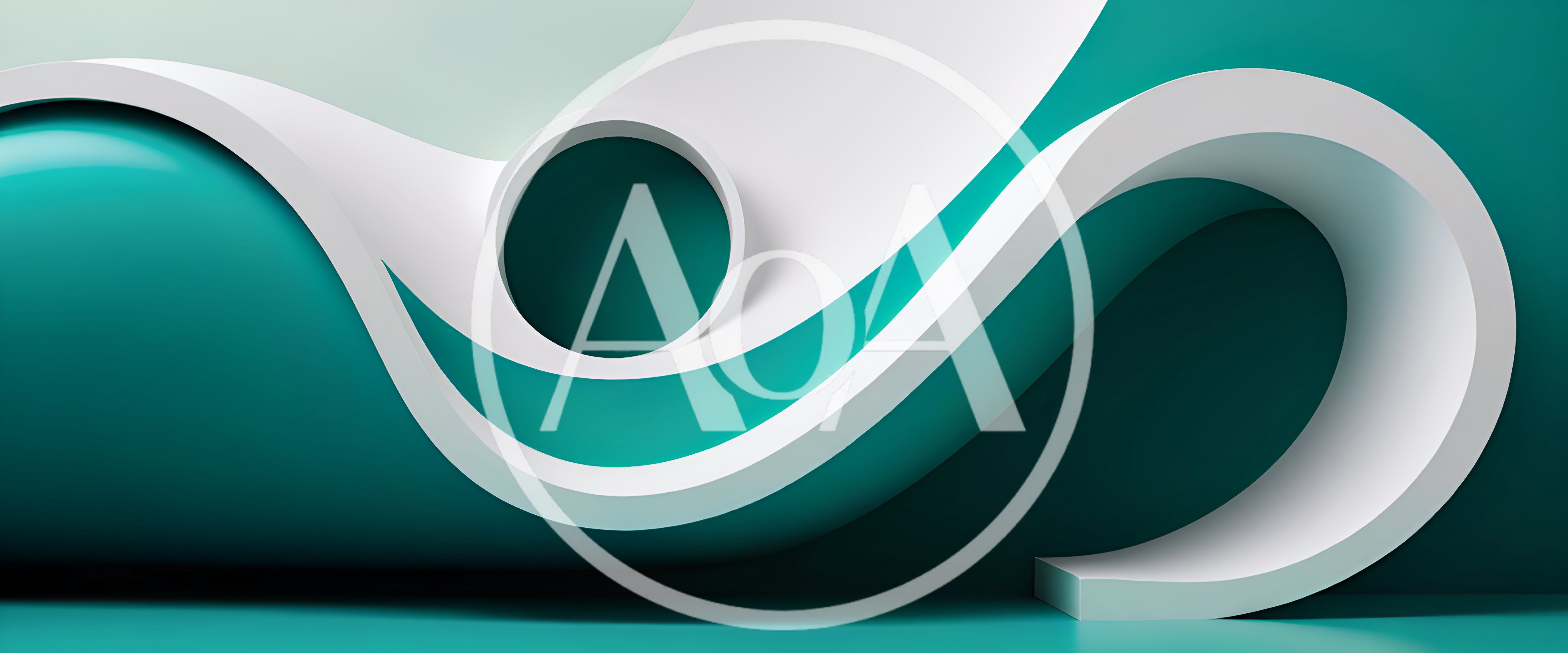 Abstract Teal And White Curved Architectural Forms