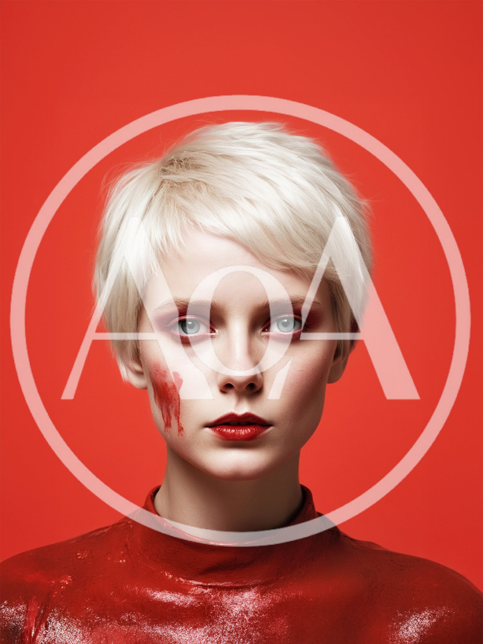 Portrait Of A Woman With Red Makeup And Paint
