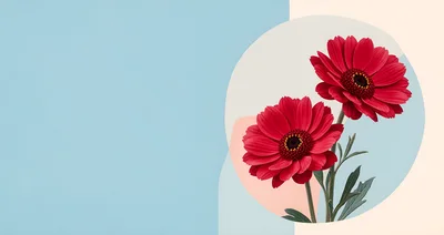 Two Vibrant Red Gerbera Daisy Flowers