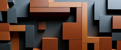 Abstract 3D Geometric Blocks In Brown And Grey