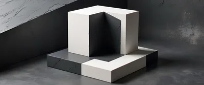 Minimalist Geometric Abstract Sculpture With Monochrome Blocks