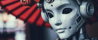 Close Up Portrait Of A Futuristic Android Geisha