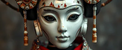Futuristic Geisha Android Portrait With Intricate Headpiece