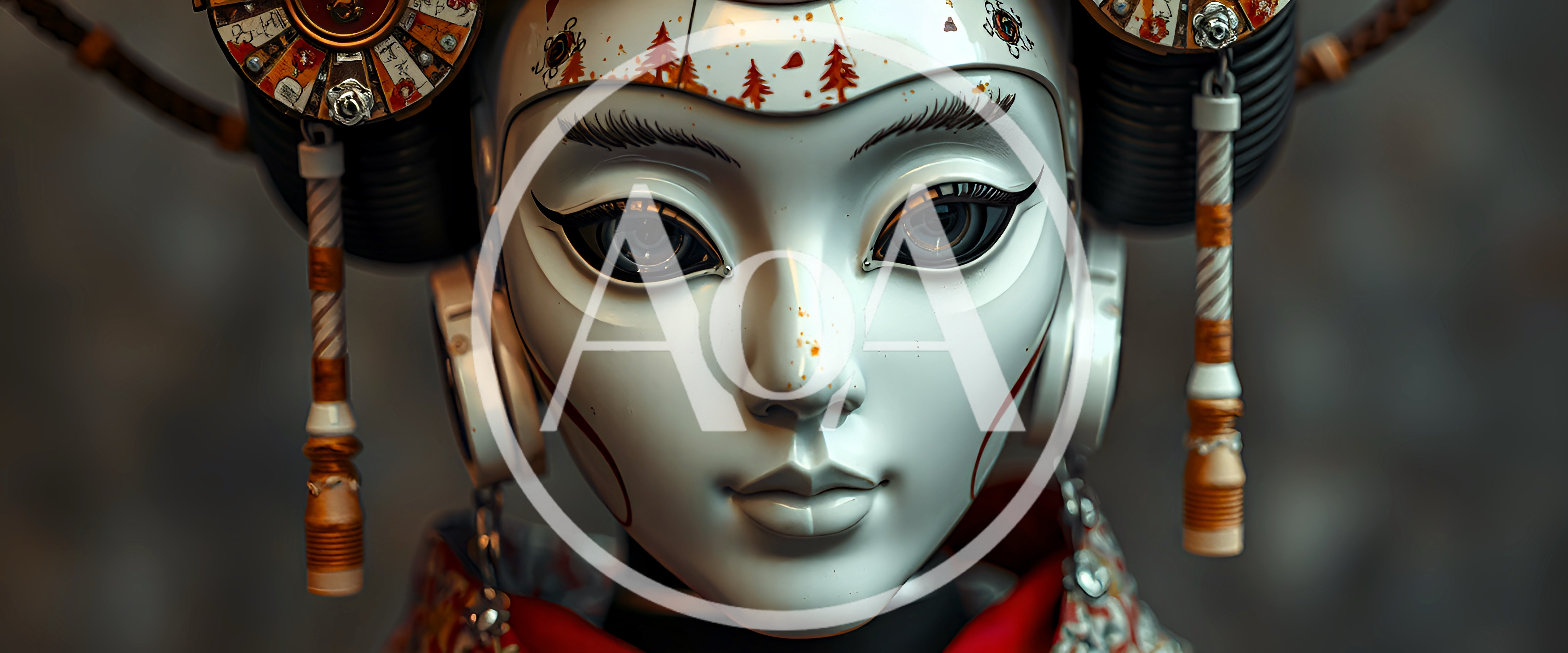 Futuristic Geisha Android Portrait With Intricate Headpiece