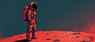 Astronaut Standing Alone on the Surface of Mars