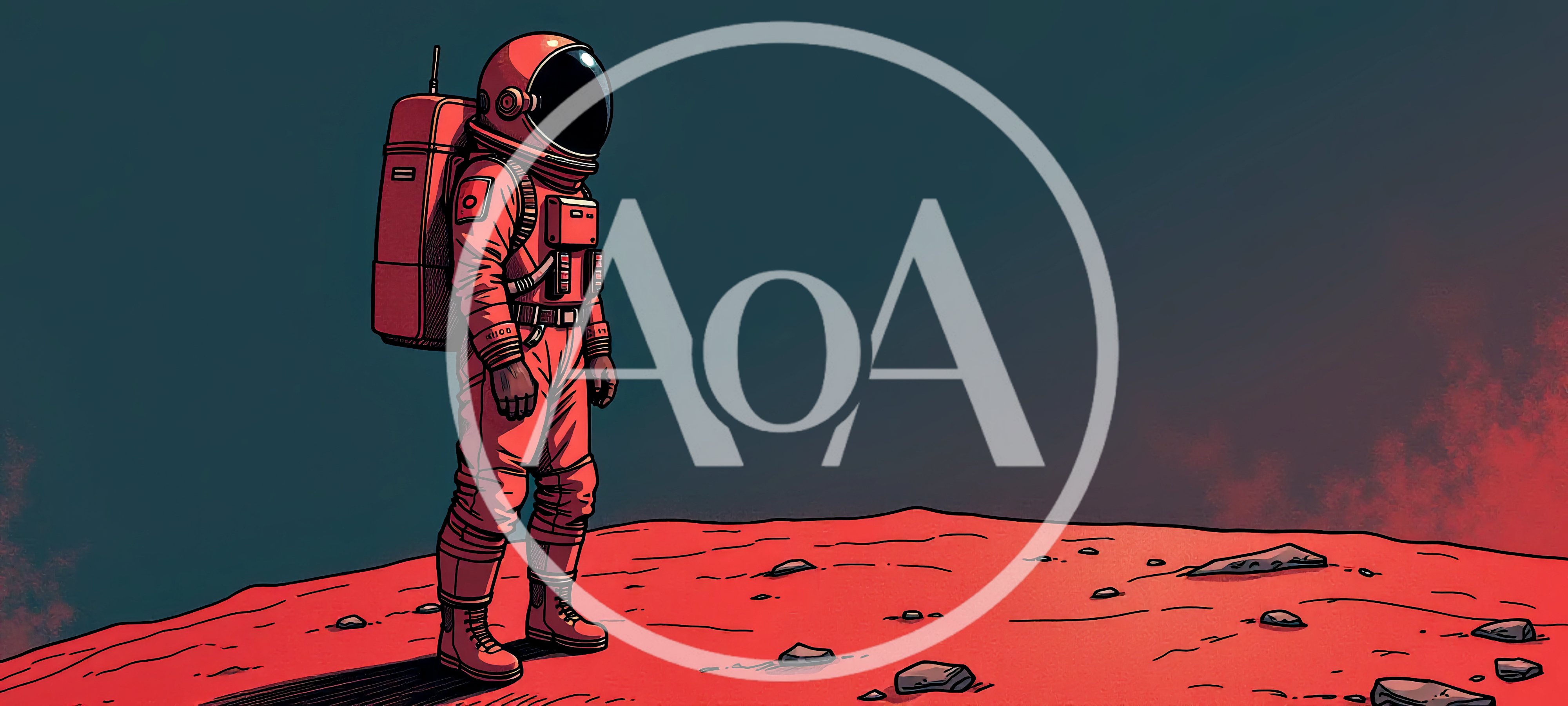 Astronaut Standing Alone on the Surface of Mars