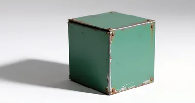 Weathered Green Metal Cube Box