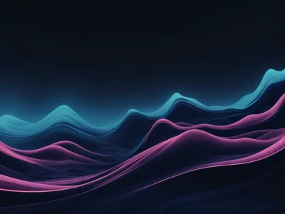 Abstract Flowing Waves Of Neon Blue And Pink