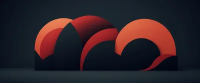 Abstract 3D Geometric Shapes With Red And Black Curves