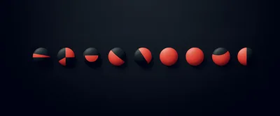Abstract Spheres With Red And Black Geometric Patterns