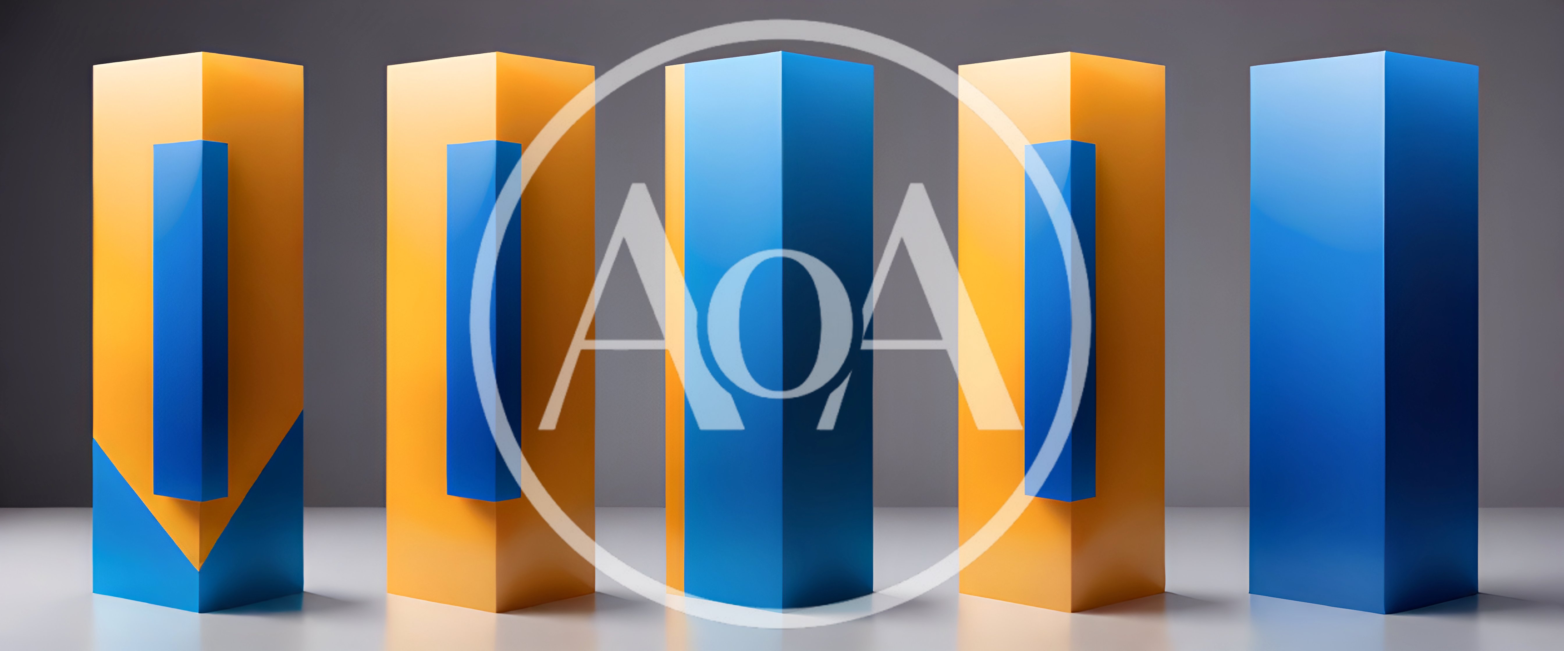 Abstract 3D Geometric Pillars With Blue And Yellow Surfaces