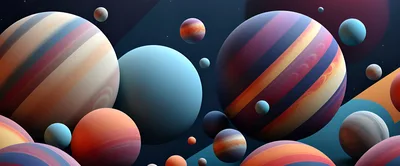 Abstract Digital Illustration Of Colorful Planets In Space