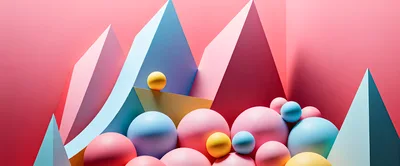 Abstract Geometric Shapes With Colorful Spheres