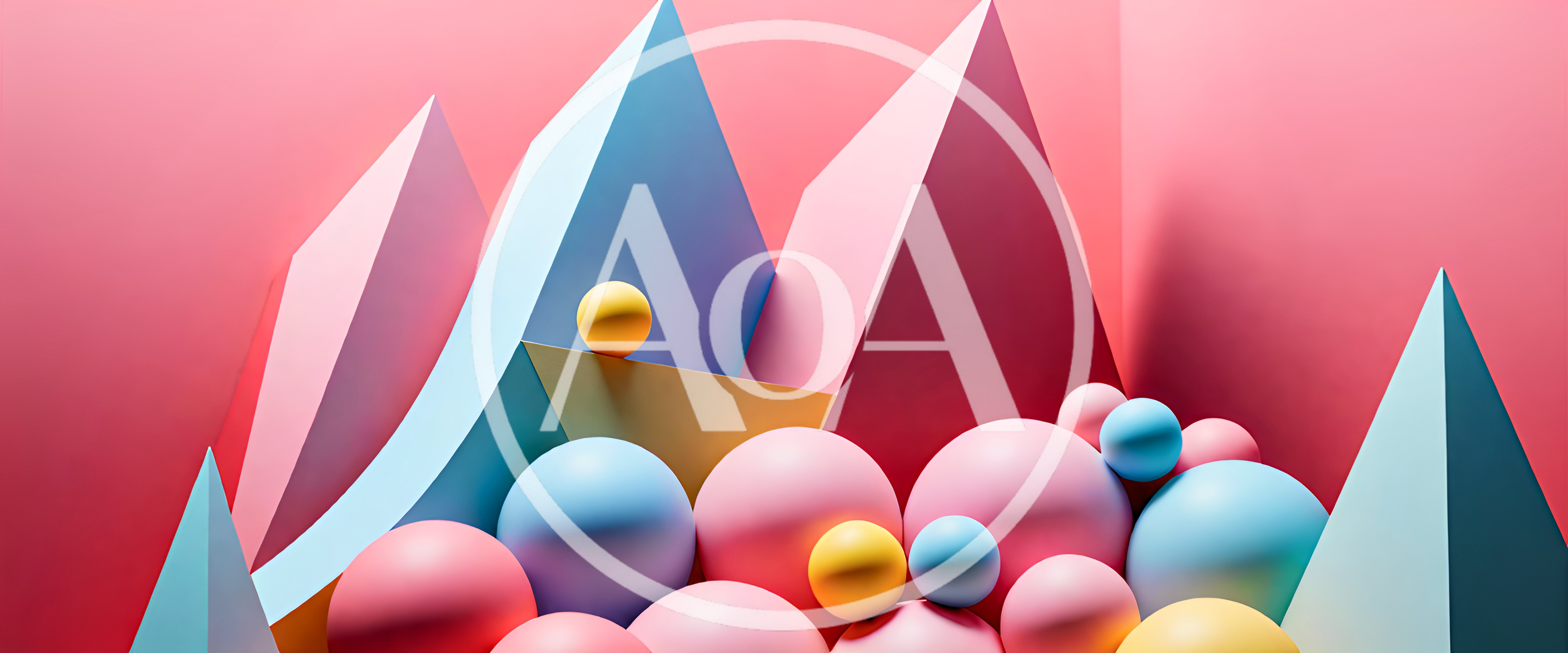 Abstract Geometric Shapes With Colorful Spheres