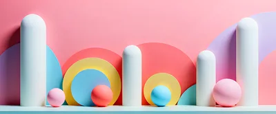 Abstract 3D Geometric Shapes With Pastel Colors