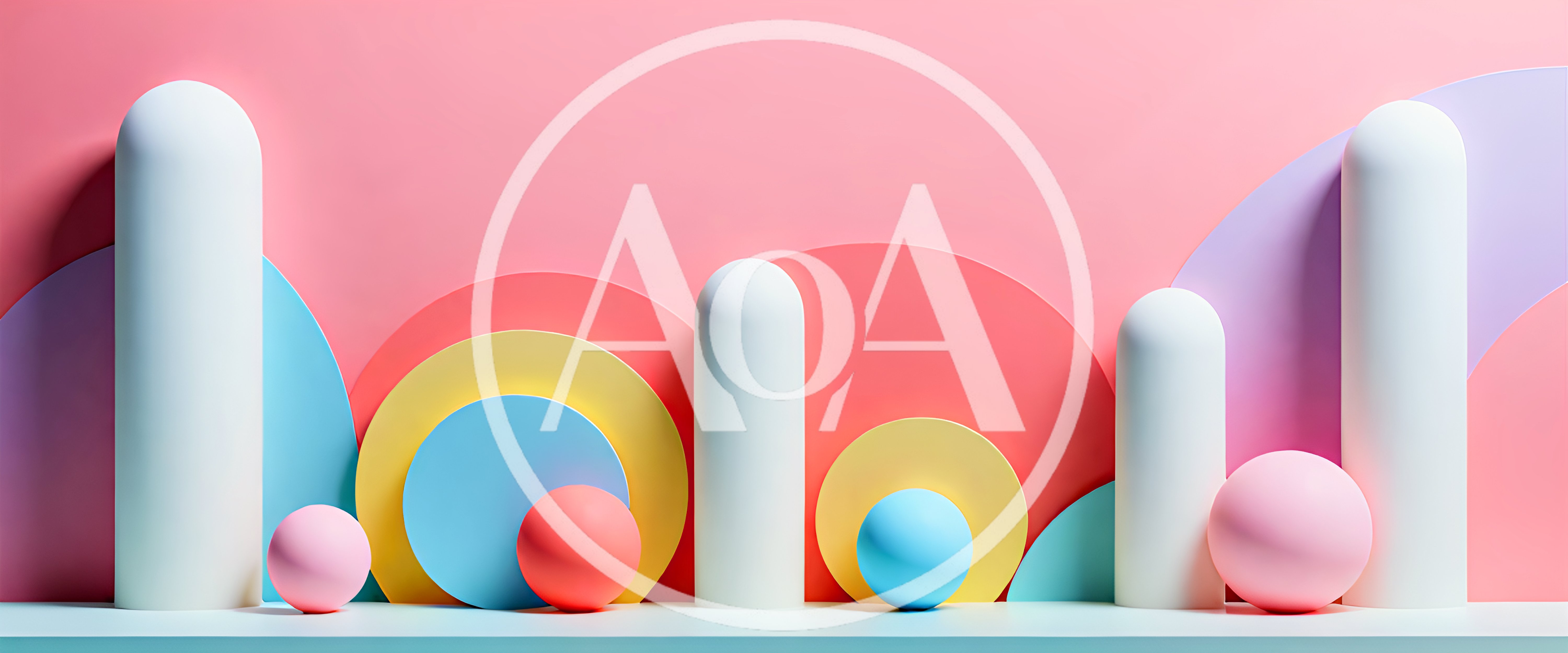 Abstract 3D Geometric Shapes With Pastel Colors