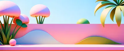 Abstract 3D Minimalist Landscape With Pastel Shapes