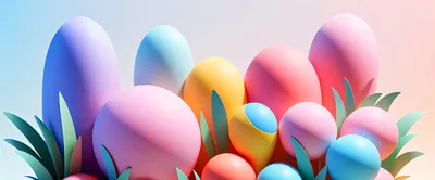 Colorful Easter Eggs With Paper Grass Decorations