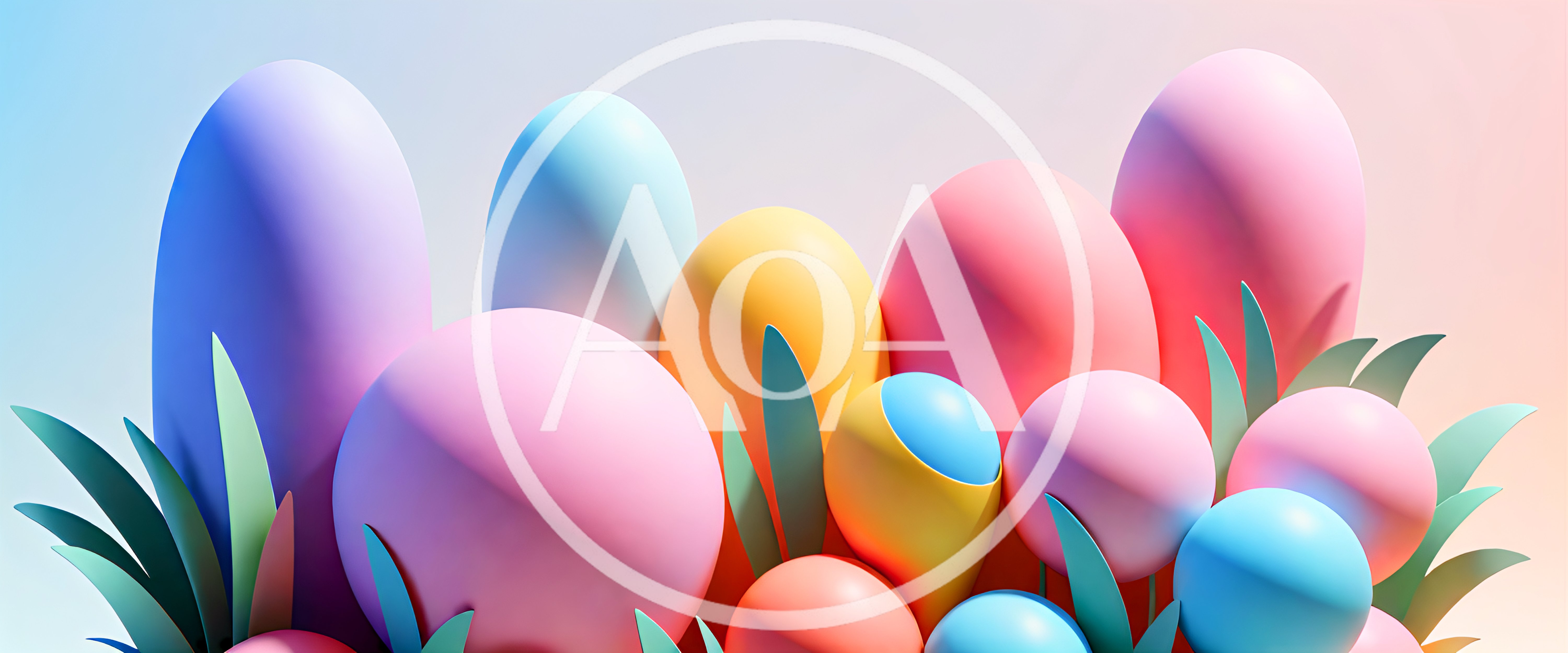 Colorful Easter Eggs With Paper Grass Decorations