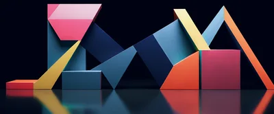 Abstract Geometric 3D Shapes Composition