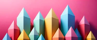 Abstract Paper Geometric Shapes On Pink Background
