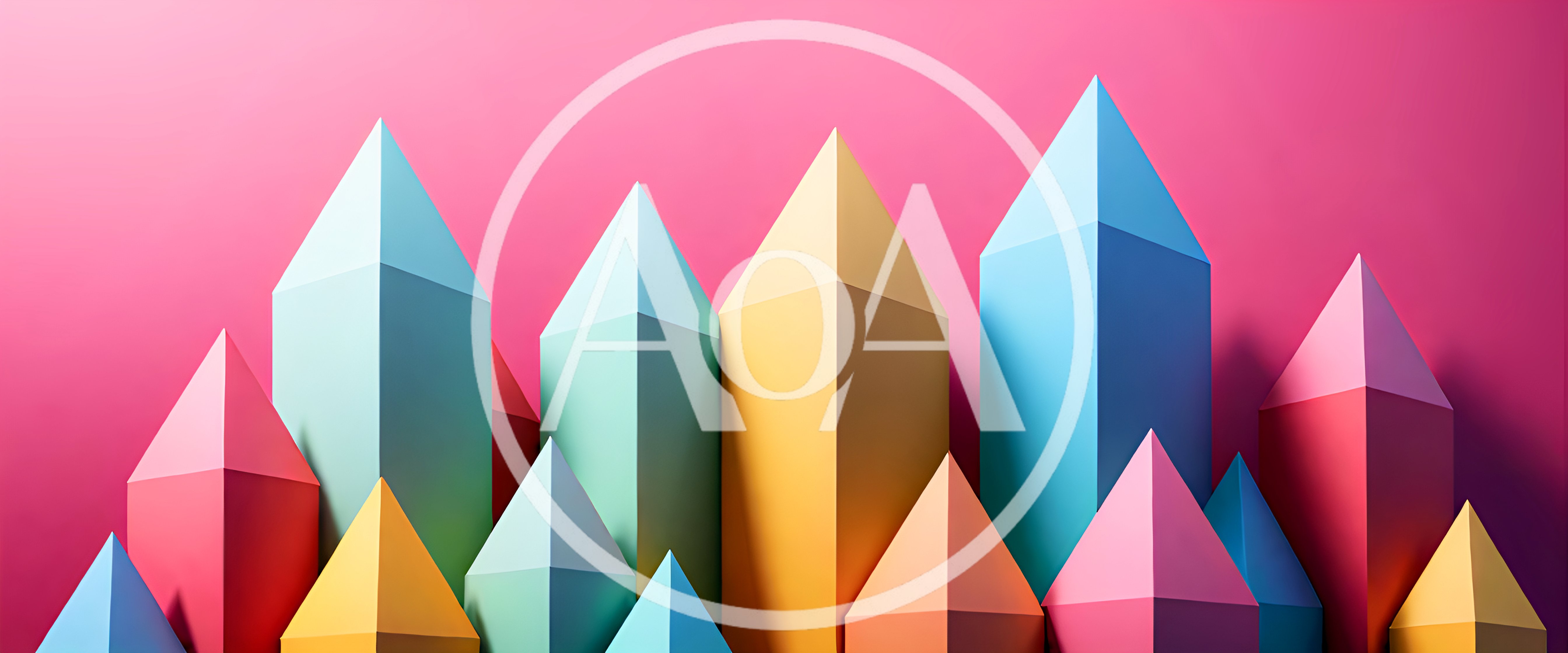 Abstract Paper Geometric Shapes On Pink Background