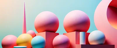 Abstract 3D Geometric Shapes Composition