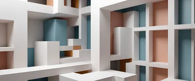 Abstract Geometric Architectural Structure With Pastel Colors
