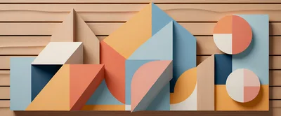 Abstract Geometric 3D Shapes On Wooden Background
