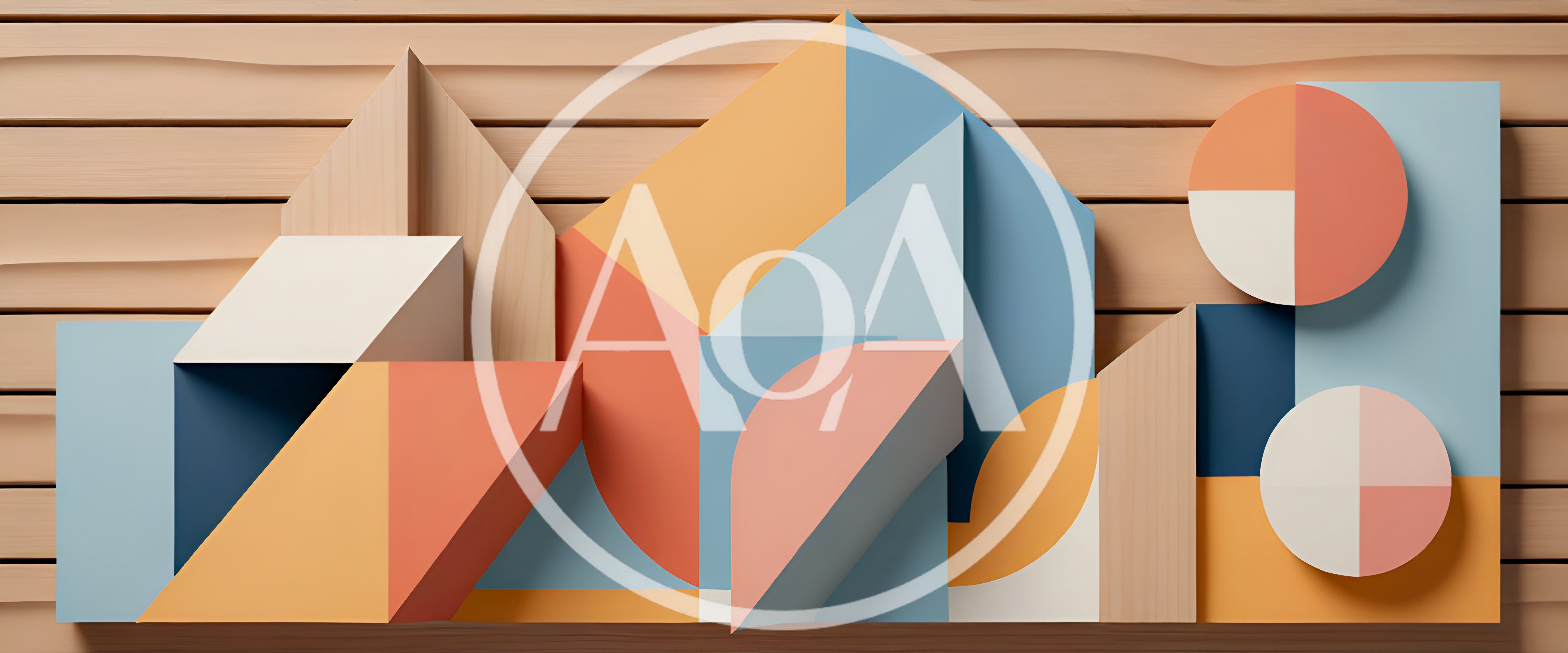 Abstract Geometric 3D Shapes On Wooden Background