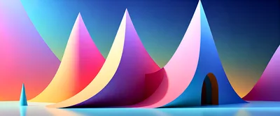 Abstract Geometric Landscape With Colorful Conical Structures