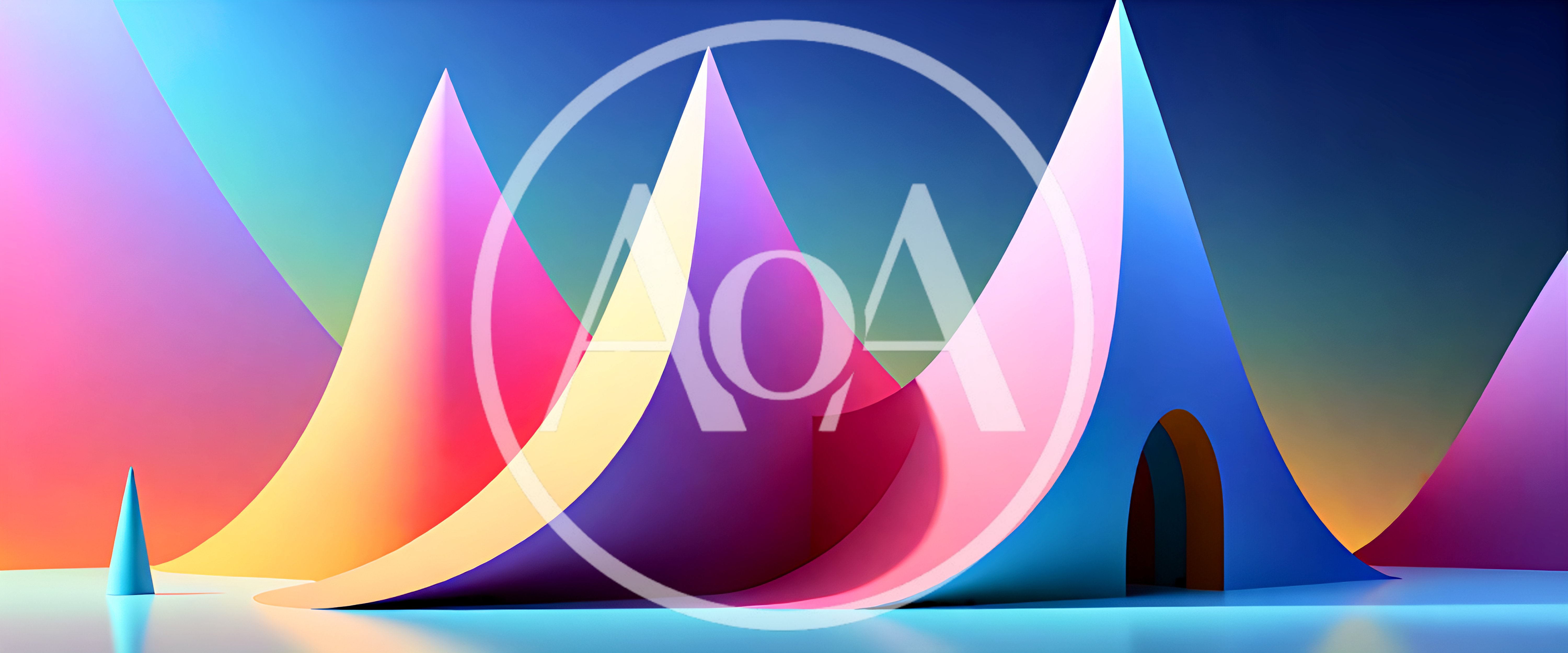 Abstract Geometric Landscape With Colorful Conical Structures