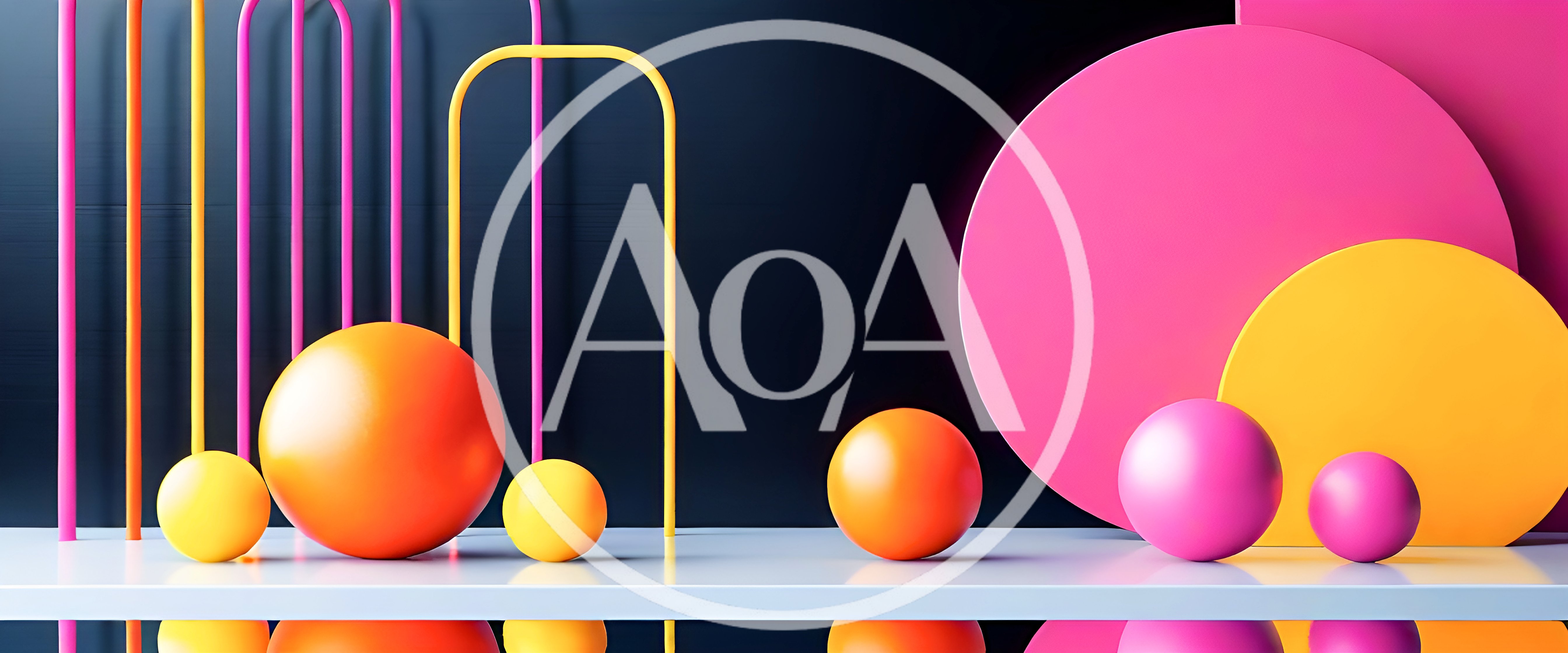 Abstract 3D Composition With Colorful Spheres And Arches