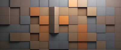 Abstract 3D Geometric Wall With Colored Cubes