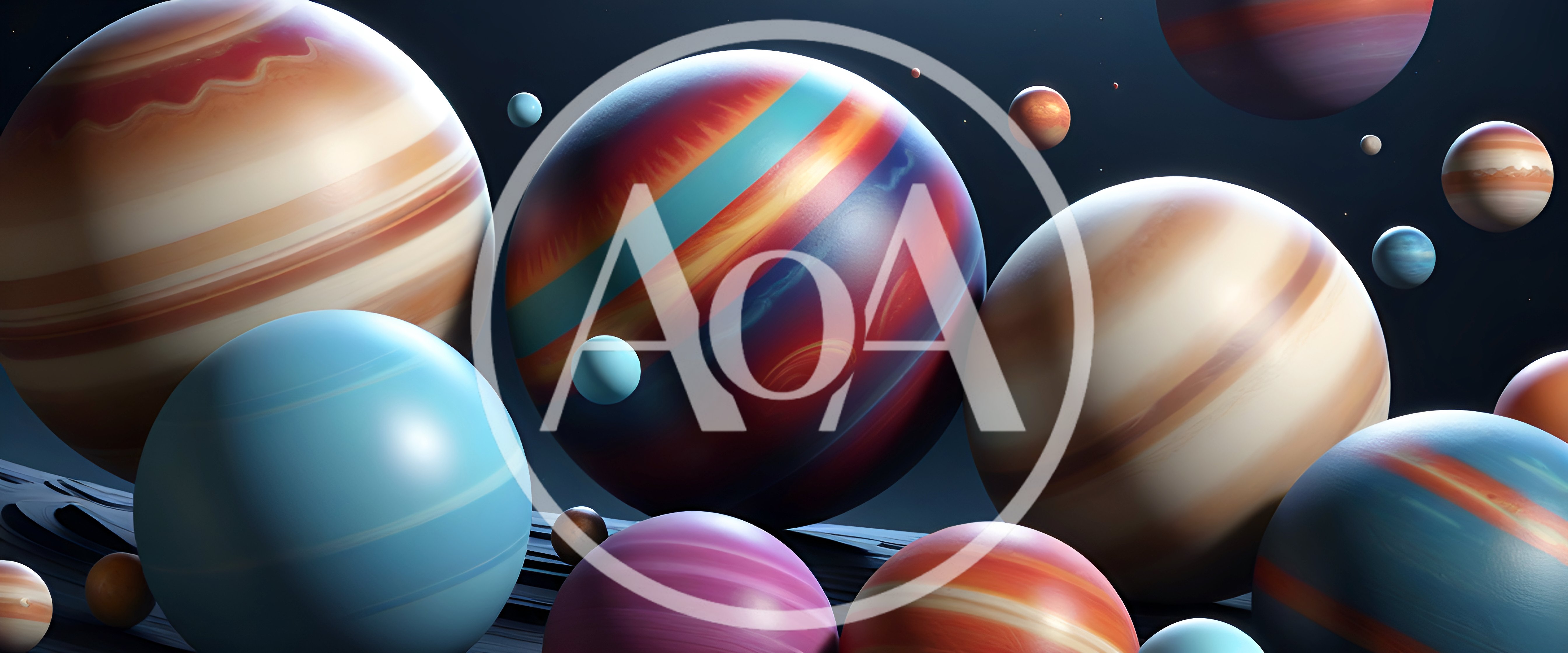 Abstract Digital Illustration Of Multiple Colorful Planets