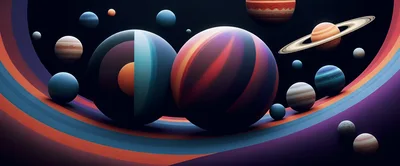 Abstract Digital Illustration Of A Cosmic Planetary System