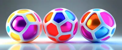 Three Colorful Abstract Geometric Spheres
