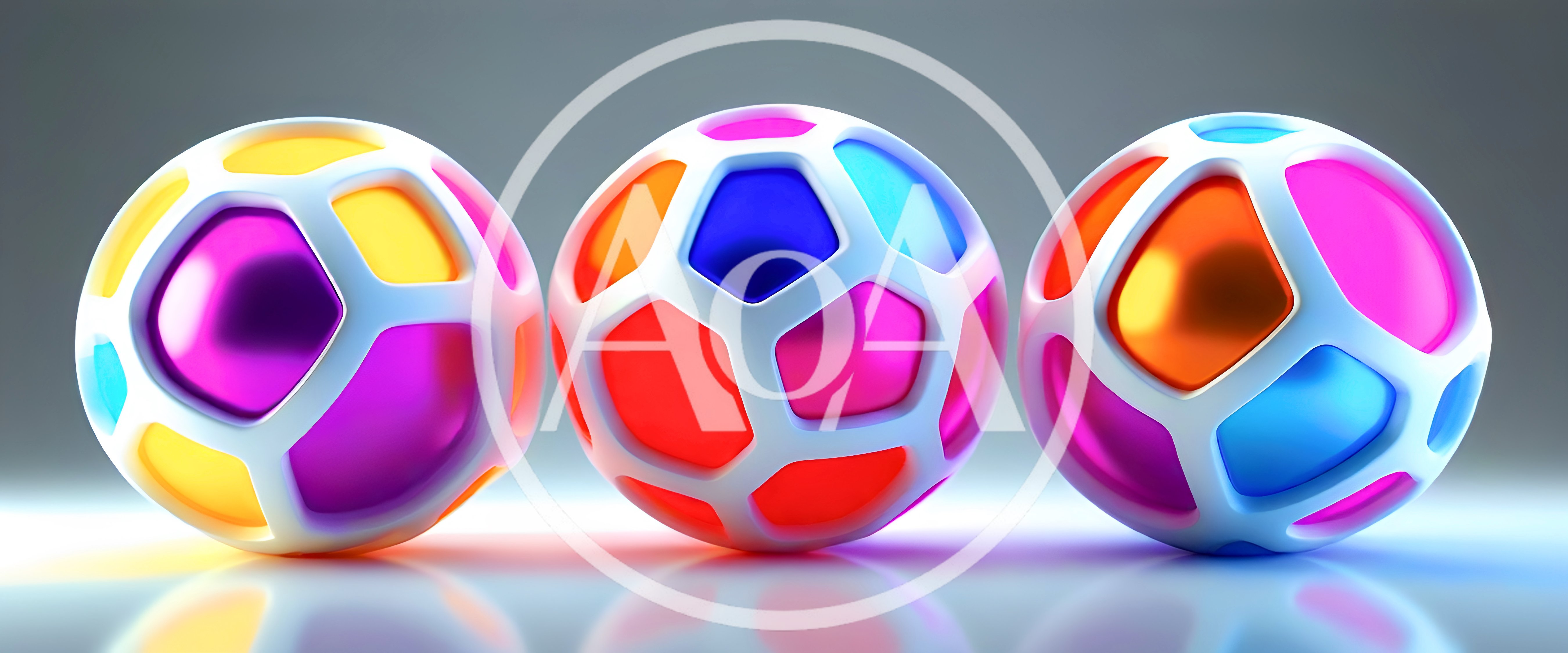 Three Colorful Abstract Geometric Spheres