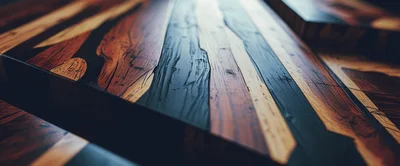 Close Up Of Modern Wood And Resin Tabletop