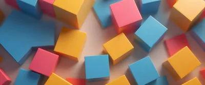 Abstract 3D Rendered Colorful Geometric Cubes